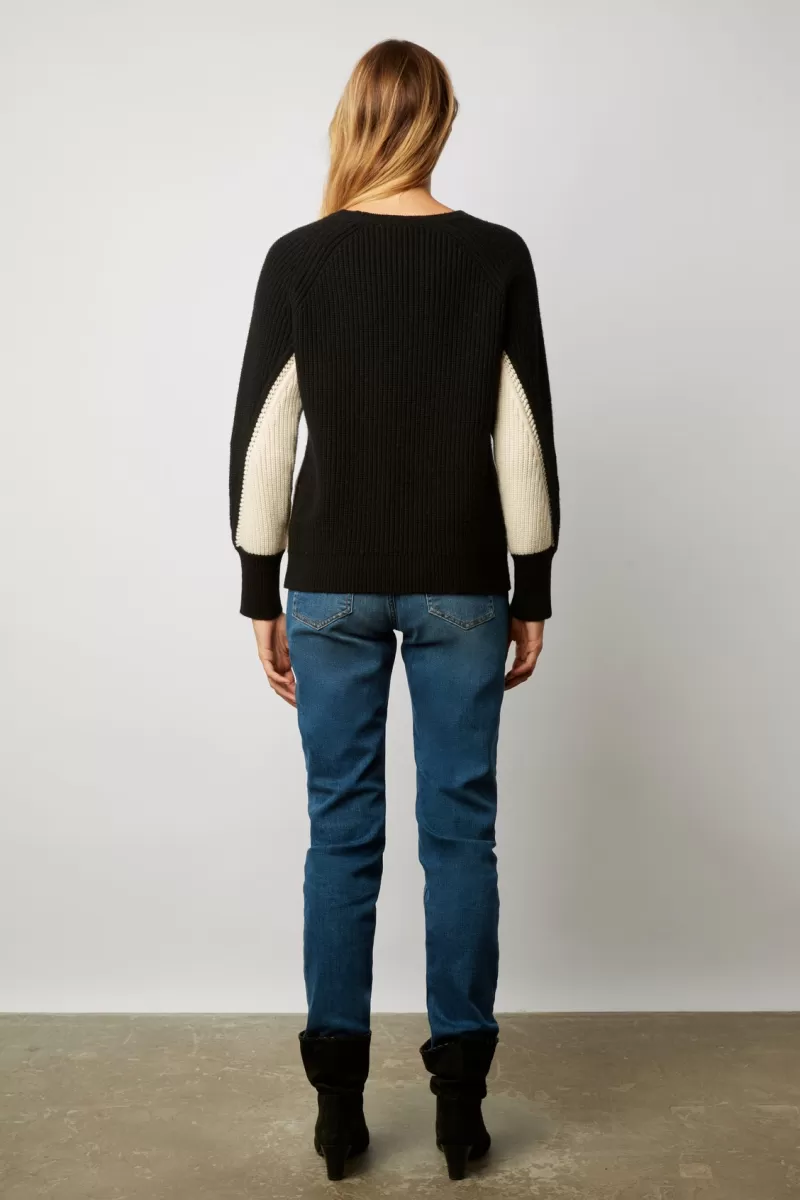 Chunky color block wool blend sweater - LIBBY | Gerard Darel Fashion