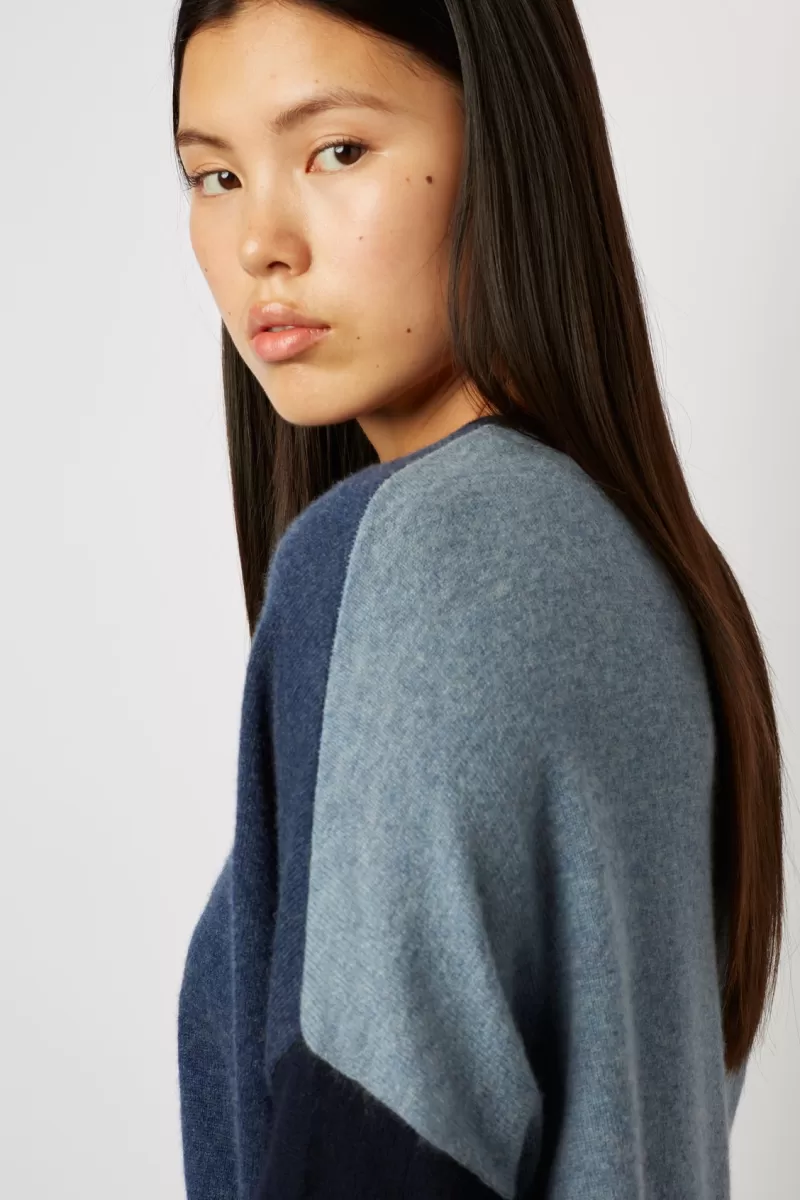 Color block cashmere round neck sweater  - LOVANA | Gerard Darel Discount