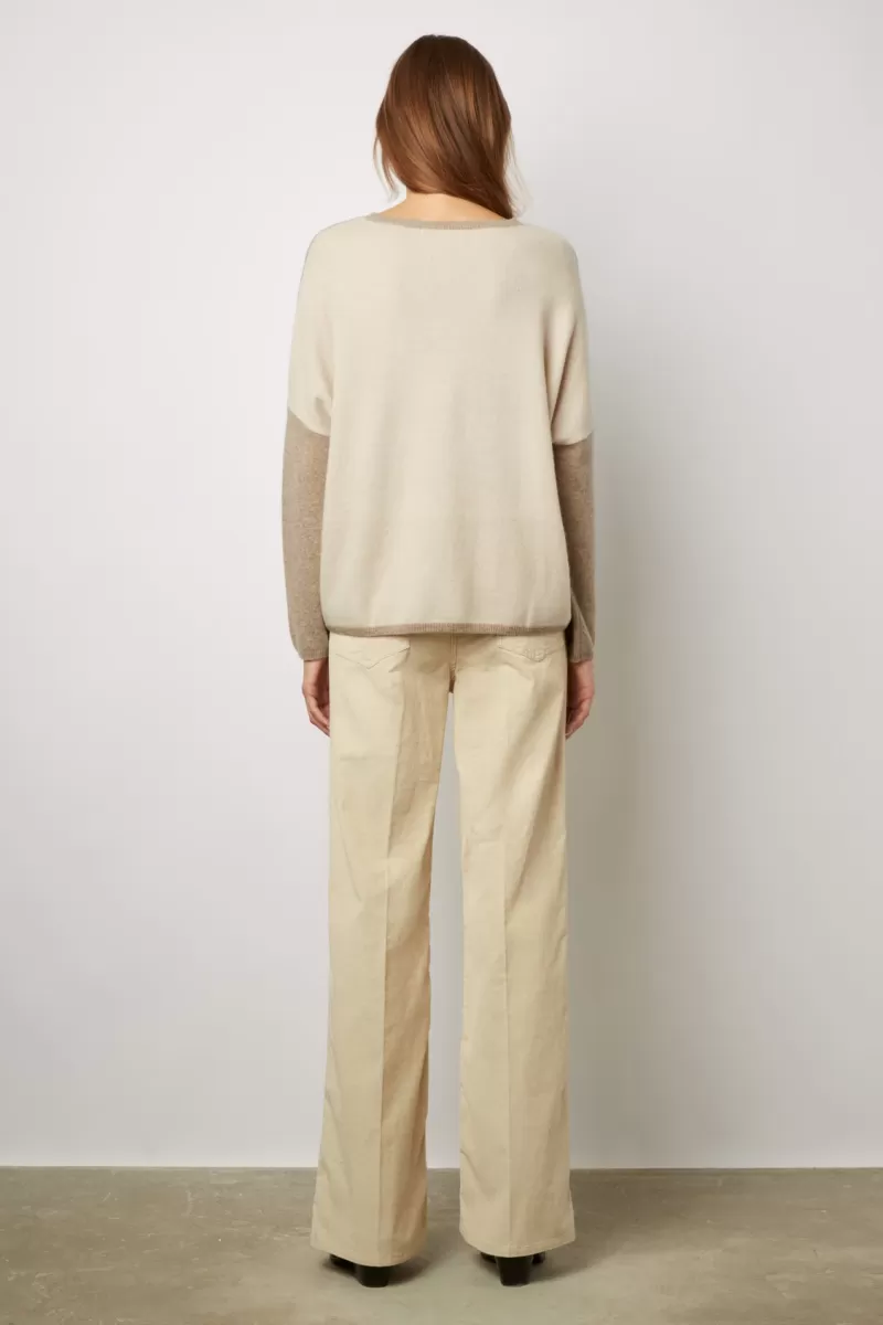 Color block cashmere round neck sweater - LOVANA | Gerard Darel New