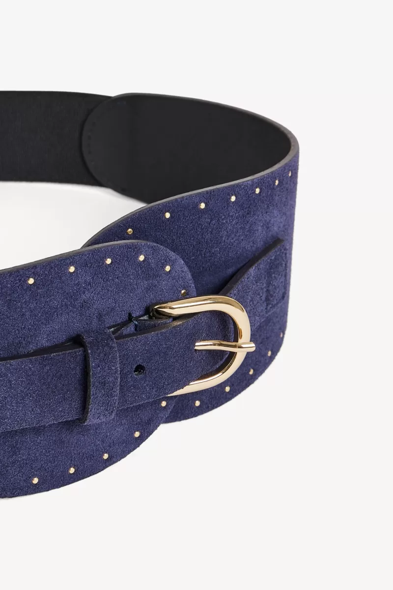 Navy leather corset belt - OLYMPE | | Gerard Darel Store