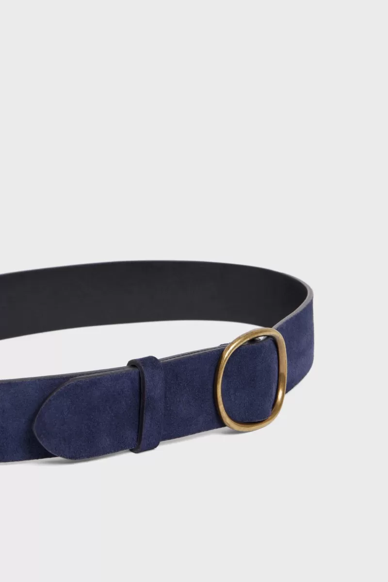 Navy suede leather belt - PALOMA | | Gerard Darel Fashion