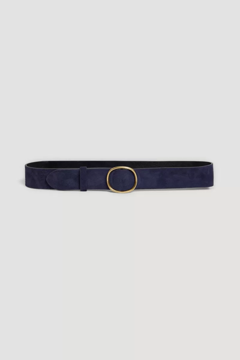 Navy suede leather belt - PALOMA | | Gerard Darel Fashion