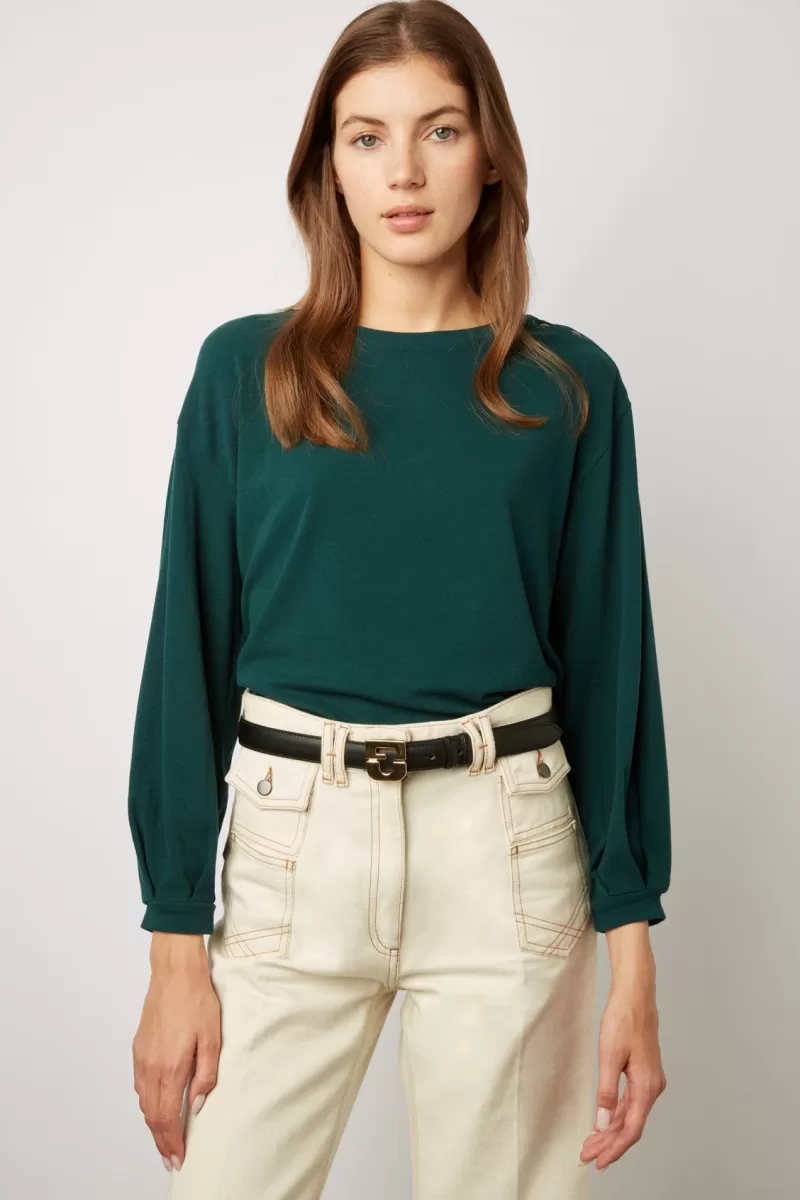 Round neck long sleeve T-shirt in cotton and modal - ADELYS | Gerard Darel New