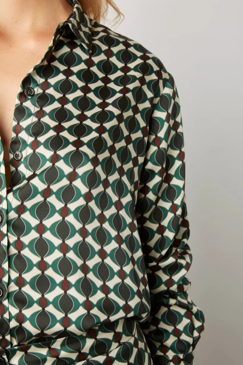 Satin feel shirt with vintage style geometric print - CARLA | Gerard Darel New