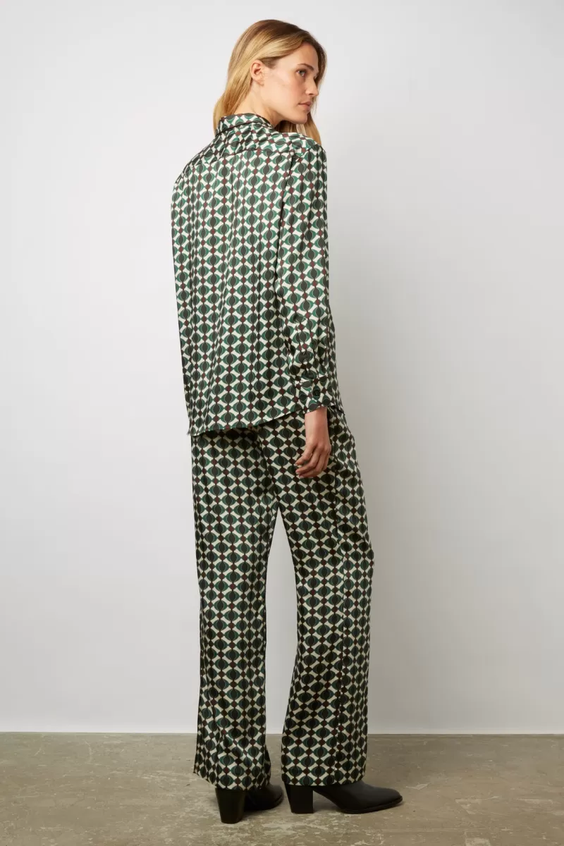 Satin feel shirt with vintage style geometric print - CARLA | Gerard Darel New