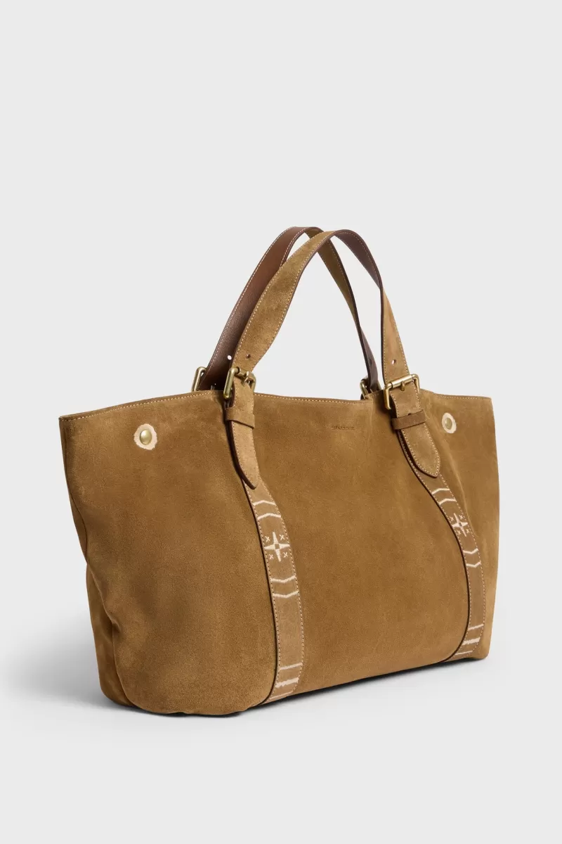 Shopping bag in suede leather with embroideries - SHOPPER | Gerard Darel Clearance