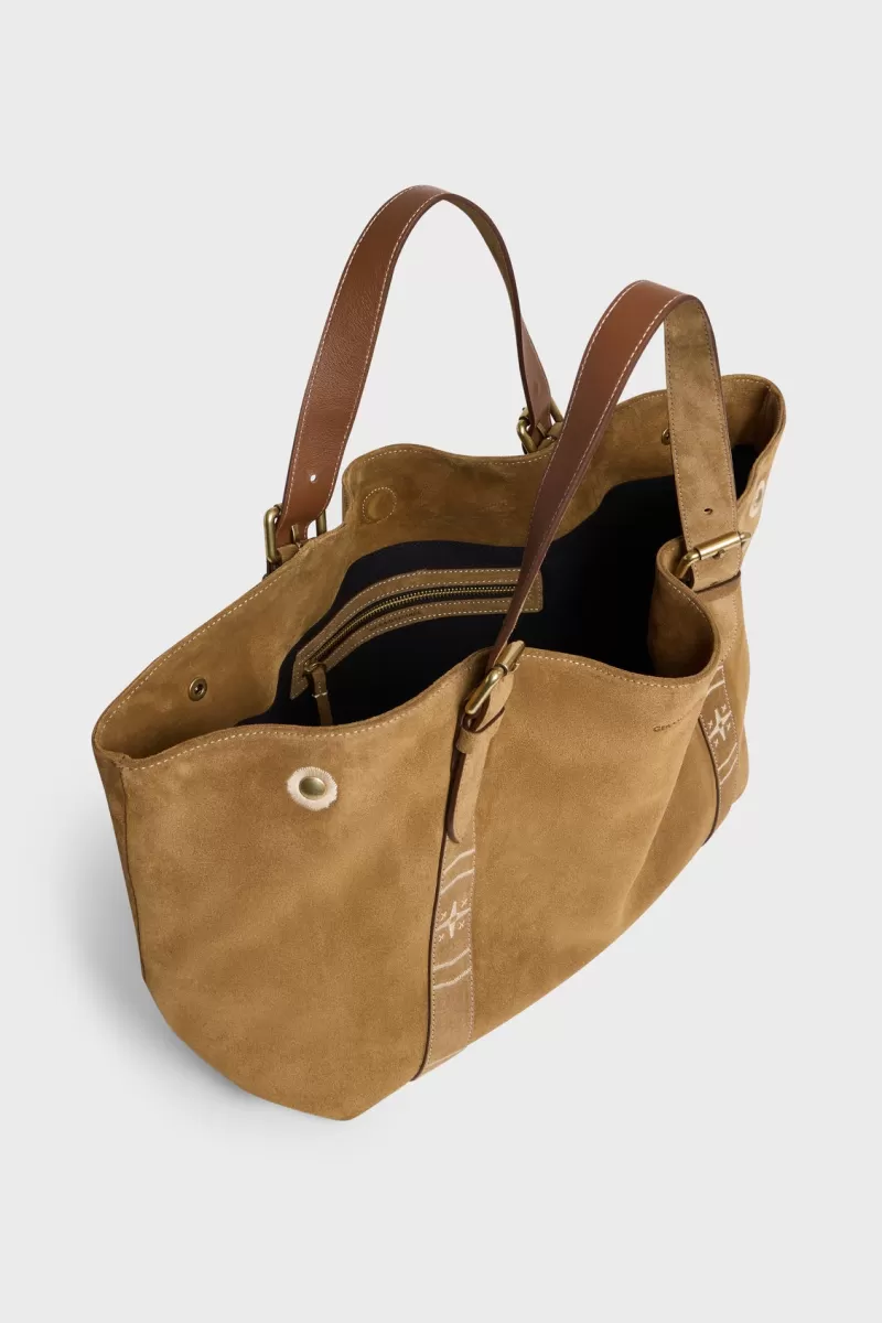 Shopping bag in suede leather with embroideries - SHOPPER | Gerard Darel Clearance