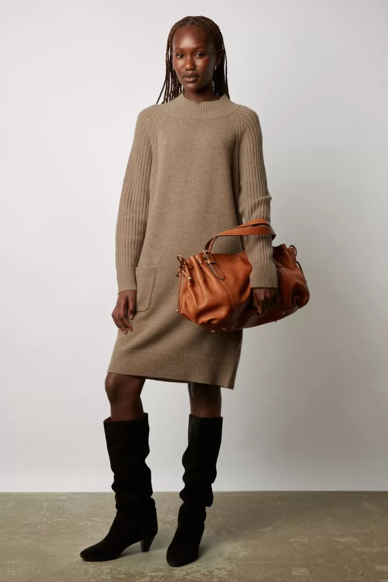 Wool and cashmere stand up collar dress - JOLAINE | Gerard Darel Shop